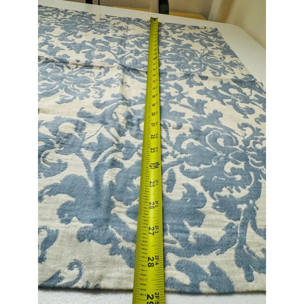 Pottery Barn Blue Damask Floral Pillowcases Set of 2 Linen Blend Standard Shams